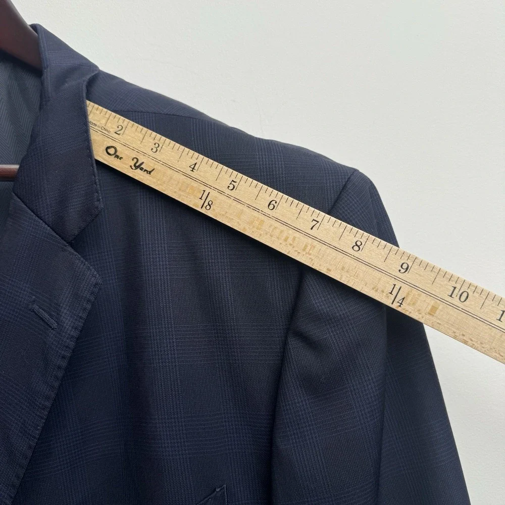 Jos. A. Bank Reserve Coat Men's 42R Navy Prince Of Wales Plaid Made In USA Blaze